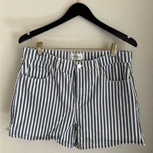 Frame Denim Blue & White Stripe Denim Shorts